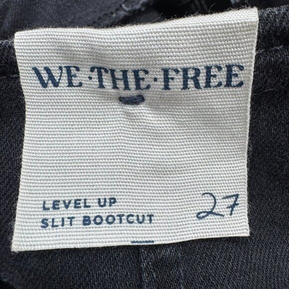 NWT Free People Level Up Slit Slim Flare Jeans We The Free Mid Rise Black 27 - Picture 7 of 12